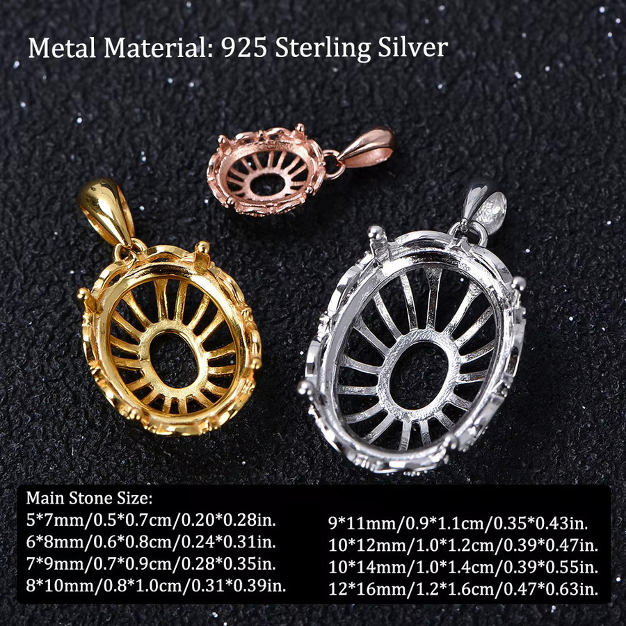 weainy Anhänger 925 Silber, Blank Open Bezel Fassung, Ohne Stein - Bild 1