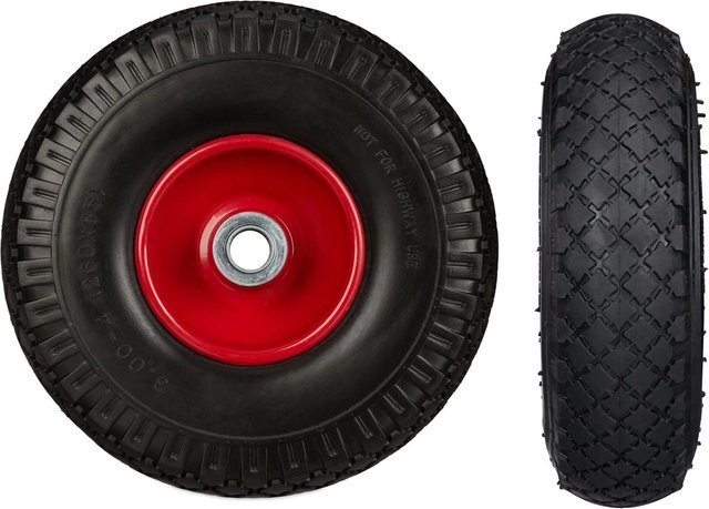 Relaxdays 2er Sackkarrenrad Set aus Stahl und PU-Gummi in Schwarz und Rot, Durchmesser: 26 cm, Breite: 8,5 cm - Bild 1