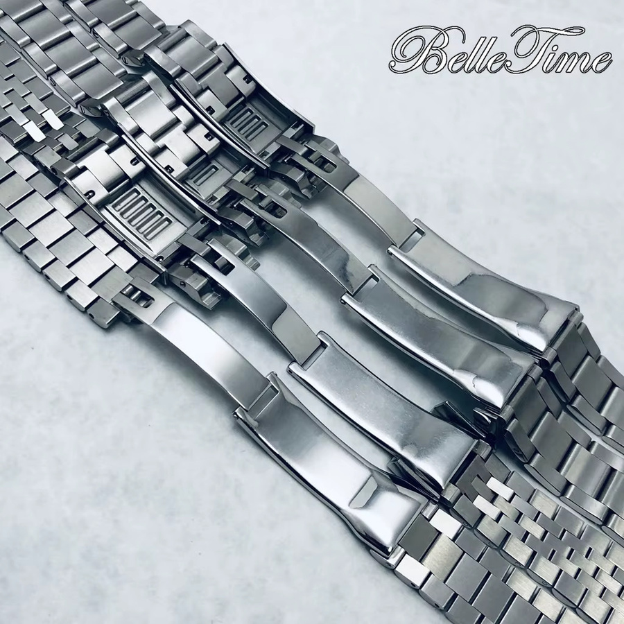 LENNIK Uhrenarmband Edelstahl, Silber, 20 mm, Oyster-Jubiläums-Präsidentenarmband - Bild 3
