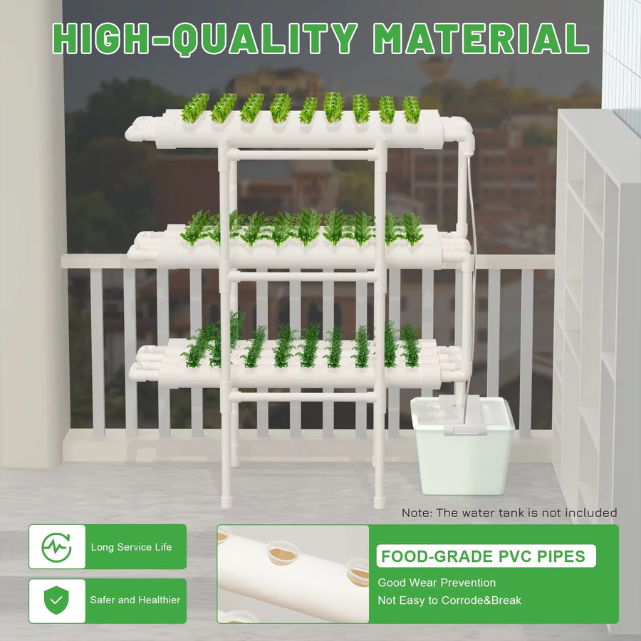Bymaocar Hydroponik Grow Kit mit 3 Schichten und 108 Löchern für Deep Water Culture, weiß - Bild 4
