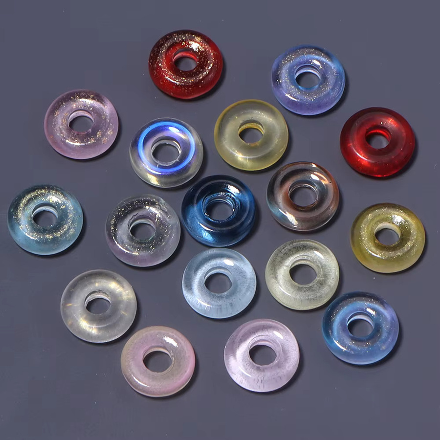 Louleur Glasperlen, Donut-förmig, bunt, 10 mm, 50 Stück - Bild 3