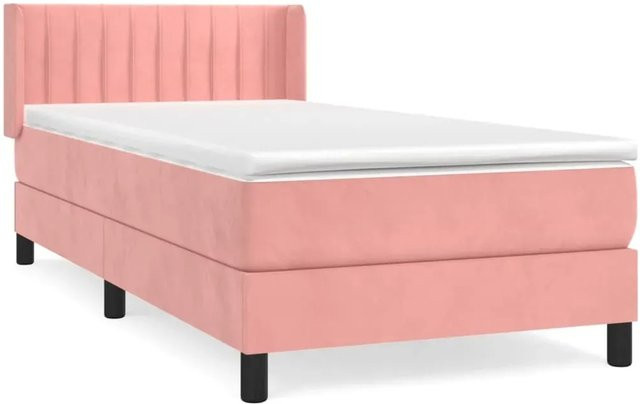 vidaXL Boxspringbett mit Matratze in Rosa aus Samt, B/T/H: 90 x 190 cm - Bild 1