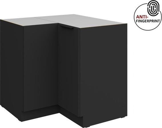 Küchen Eckschrank ARIA Schwarz matt Anti Fingerprint B/T: 90 x 90 cm