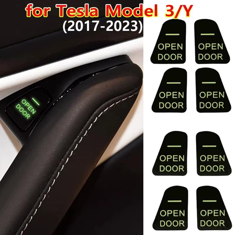 Beworth Leuchtende Türknopf-Aufkleber für Tesla Model 3 und Model Y 2023, Zubehör für Armlehne, Fensterheber und Knopfschalter - Bild 2