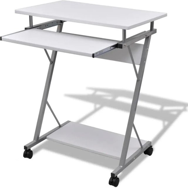 vidaXL Computertisch auf Rollen in Weiß mit Stahlrahmen, B/T/H: 100 x 60 x 74 cm - Bild 1