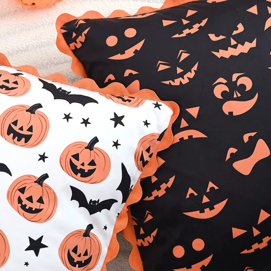 BUYNOW Kissenbezug mit Halloween-Kürbis-Print in Orange, 45,7 x 45,7 cm - Bild 6