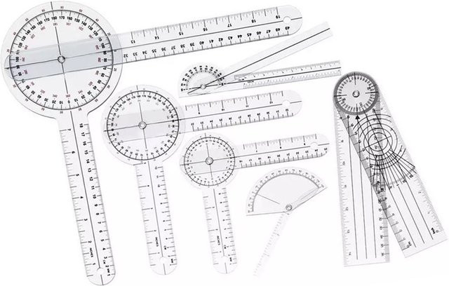 6er Set Medizinisches Goniometer von Painter aus transparentem PVC mit klarer Skala für die Orthopädie - Bild 1