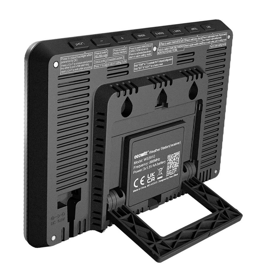 Ecowitt WS3910 Wi-Fi Wetterstation mit 7,5 Zoll LCD-Farbdisplay und eingebautem CO2-Sensor in Schwarz - Bild 4