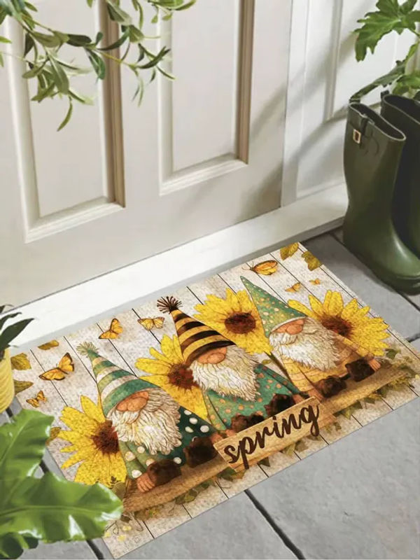 VIKAMA Fußmatte mit Aquarell-Blumen- und Schmetterlingsmotiv, rutschfest und schmutzabweisend, Mehrfarbig, B: 60,0 cm, T: 40,0 cm, H: 1,0 cm - Bild 7