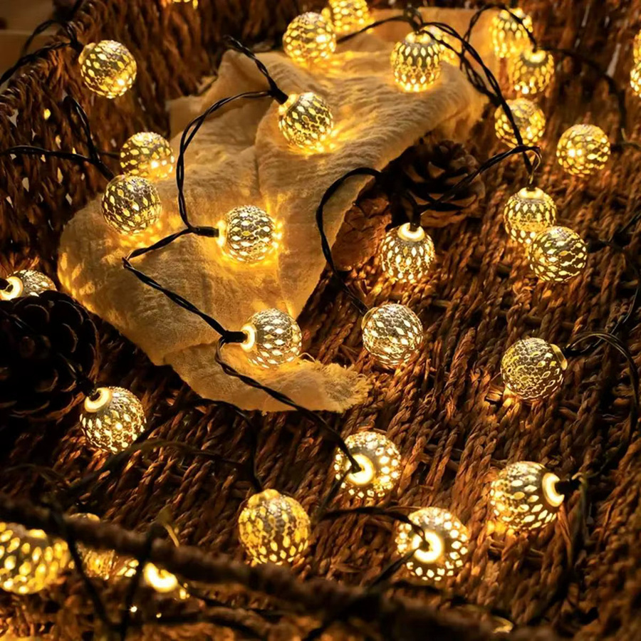 Peach Forest Solar LED Lichterkette mit marokkanischen Kugeln für Garten, Hochzeit und Party - Bild 2