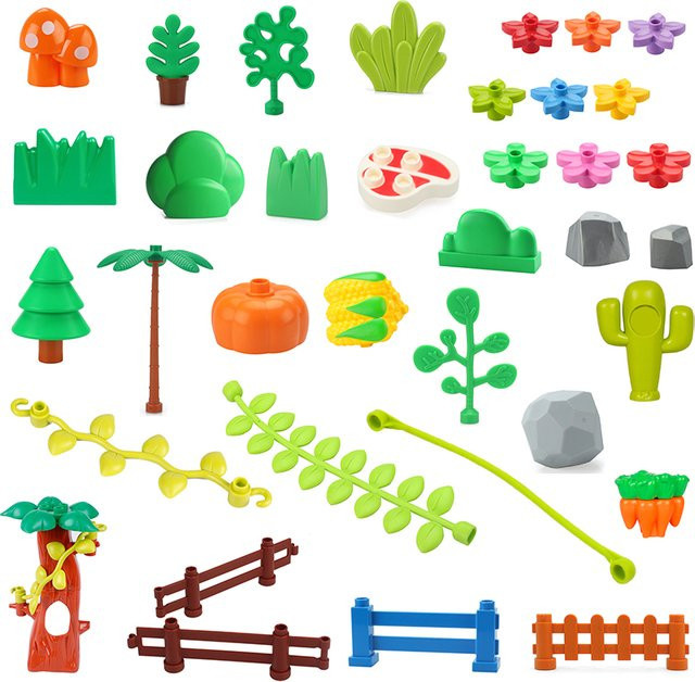 XMWL Baustein-Set Natur mit Pflanzen, Blumen und Bäumen, Mehrfarbig, kompatibel mit Duplo, DIY Lernspielzeug für Kinder - Bild 1