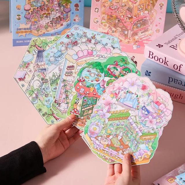 HYFJOY Miniatur-Diorama-Stickerbuch, Fantasy, 20-teiliges Set, ab 8 Jahren - Bild 1