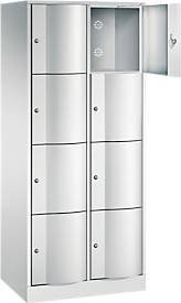 C+P Schließfachschrank Resisto mit 2 Abteilen und 8 Fächern, Lichtgrau/Rubinrot, B/T/H: 77,2 x 54,0 x 195,0 cm - Bild 1