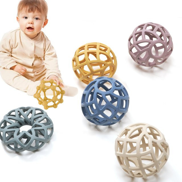 Muslin Life Silikon Baby Beißring in Grün, BPA-frei ZahnenSpielzeug für Kleinkinder - Bild 1