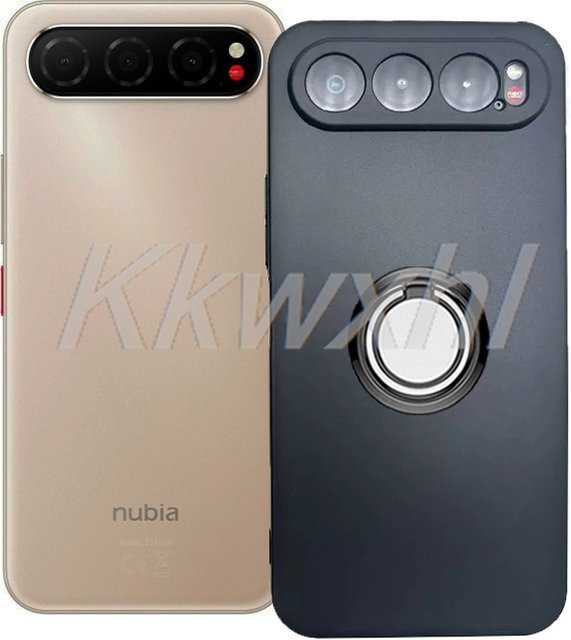 ZTE Nubia Air 2025 Stoßfeste Handyhülle mit Ringhalterung in Schwarz - Bild 1