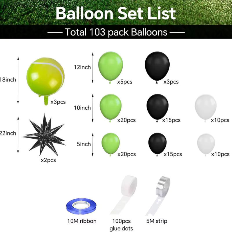 Mehrfarbiges Ballon-Girlanden-Set mit Tennisthema für deine Geburtstagsparty-Dekoration - Bild 2