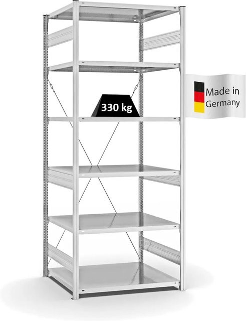 PROREGAL Fachbodenregal Stecksystem T-Profil Heavy-Duty mit 6 Ebenen, Lichtgrau, H x B x T: 250 x 100 x 80 cm - Bild 1