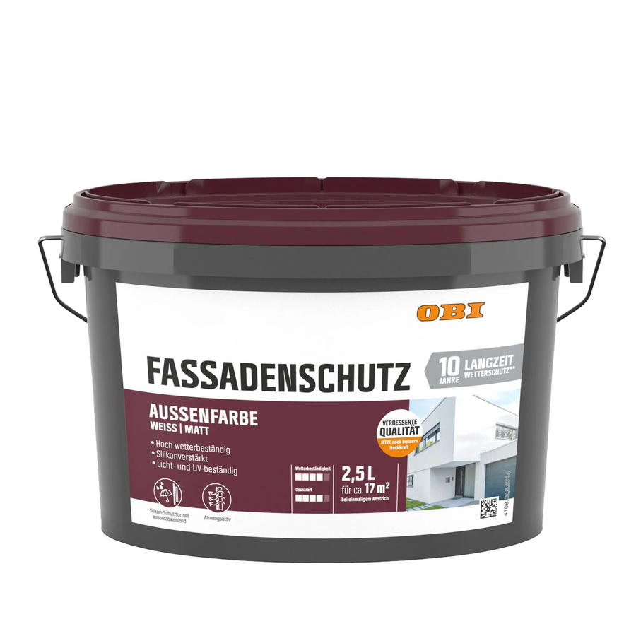 OBI Fassadenschutz Außenfarbe Weiß Matt 2,5 l - Bild 2