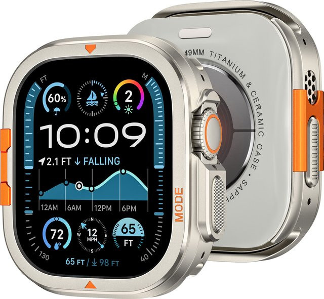 HUADAI Metallgehäuse-Bildschirm für Apple Watch Ultra 2, Schwarz, Unisex - Bild 1