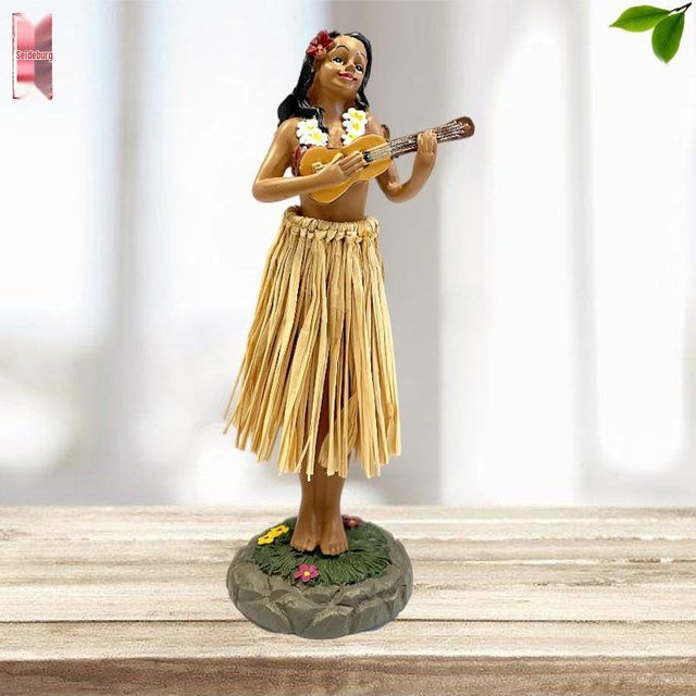 TOOLCRAFT Hawaiianisches Hula-Mädchen Armaturenbrett-Ornament Puppe, beige - Bild 1