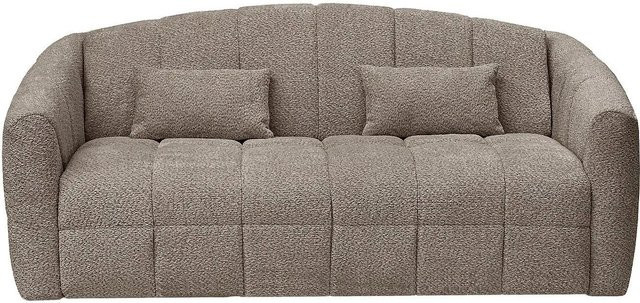 Vente-unique Schlafsofa Retuna in Taupe mit Bouclé-Stoff und Dekokissen, Breite: 200 cm - Bild 1