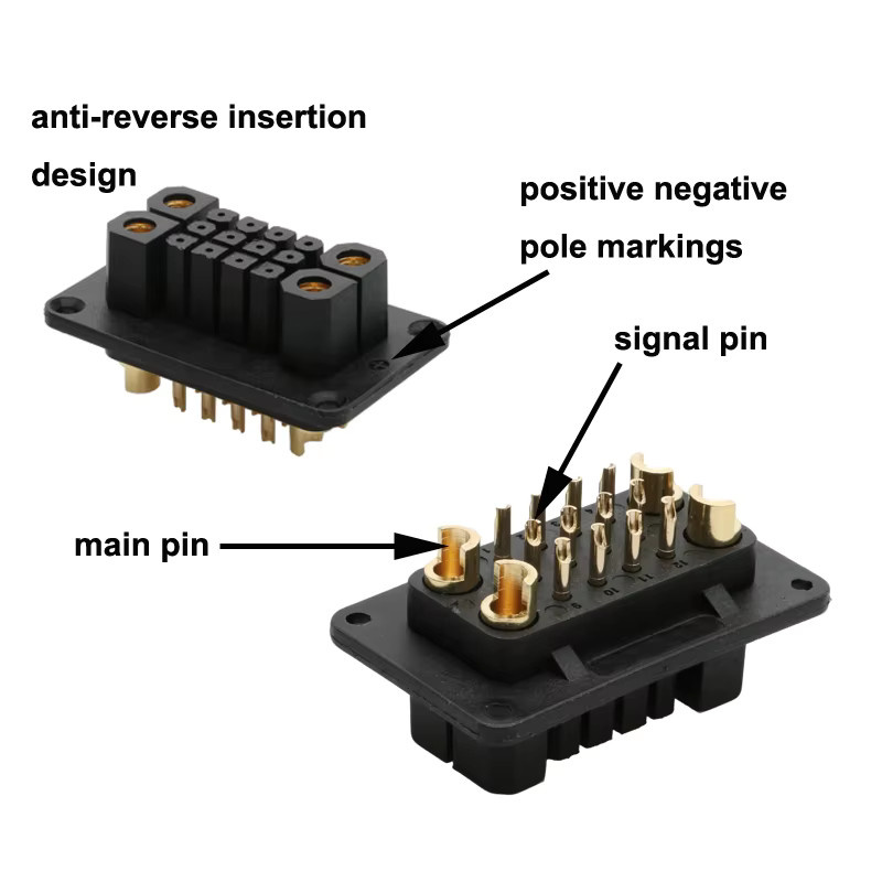 YUENHOANG 2 Paar Controller-Stecker Set mit 4 und 12-poligen Anschlüssen, 90 A Hochstrom-Stromanschluss mit Anti-Reverse-Schutz in Schwarz für RC-Modelle - Bild 2
