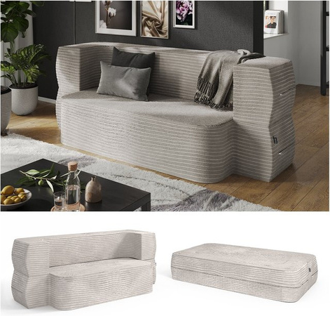 Schlafsofa Vicco Lille in Beige mit Schlaffunktion, Breite: 190 cm