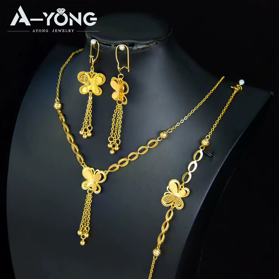 A-YONG AYONG JEWELRY Schmuck Set, Schmetterling, Gold, Damen, Vintage - Bild 1