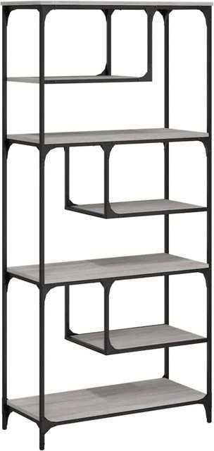 vidaXL Bücherregal Grau Sonoma, modernes Wandregal aus Holzwerkstoff und Metall, B/T/H: 81 x 36 x 176 cm - Bild 1