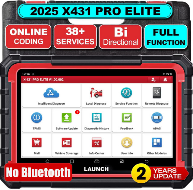 LAUNCH X431 PRO ELITE 2026 Kfz-Diagnosegerät in Schwarz mit OBD2 Scanner, CAN FD/DOIP Unterstützung, ECU-Codierung und bidirektionaler Steuerung sowie 31 Reset-Funktionen - Bild 1