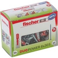 Fischer DUOPOWER Universaldübel aus Nylon in Grau und Rot, Durchmesser: 6 mm, Länge: 30 mm - Bild 1