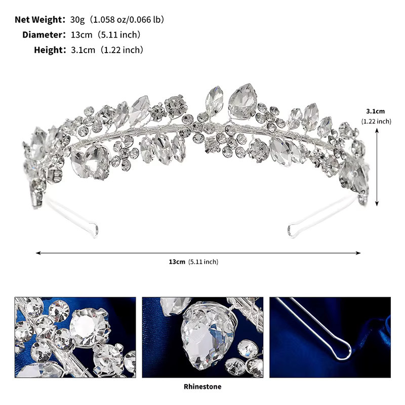 Haarband Silber, Kristall, Strass, Damen - Bild 4