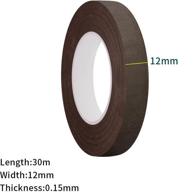 Yiran toy 1 Florales Klebeband aus Papier und Wachs zum Einwickeln von Sträußen und Pflanzenstielen, Grün und Braun, 30 m - Bild 1