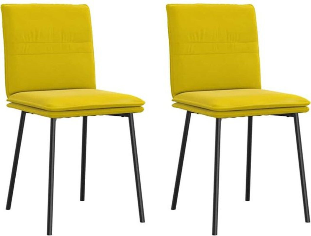 Set aus 2 Polsterstühlen in Gelb aus Samt und Metall von vidaxl im modernen klassischen Design - Bild 1
