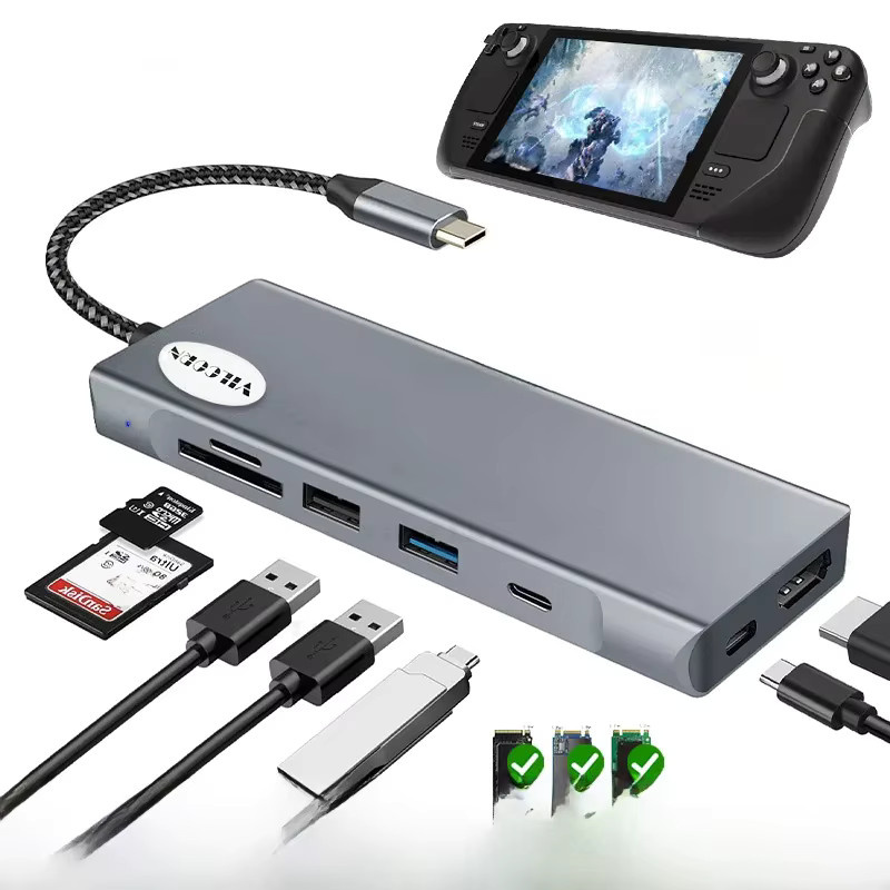 VILCORN USB-C Dockingstation Typ-C Hub mit M.2 NVMe/SATA SSD Unterstützung und 4K 60Hz Adapter für PC und Steam Deck in Multicolour - Bild 5