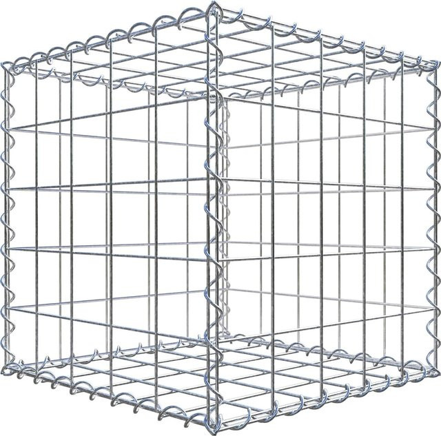 Gabiona Drahtkorb aus Stahl in Silber, B/T/H: 50 x 50 x 50 cm - Bild 1