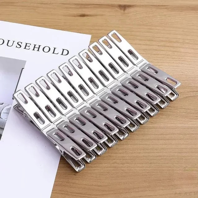 20 Stück Edelstahl Wäscheklammern in Silber von vvocci als flache Metallklammern für Kleidung und Socken - Bild 1