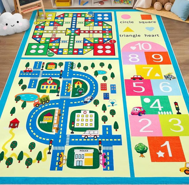 Lodestar Kinderteppich mit buntem Tiermotiv, rutschfest und waschbar, B/T: 80 x 50 cm, Multicolour - Bild 1
