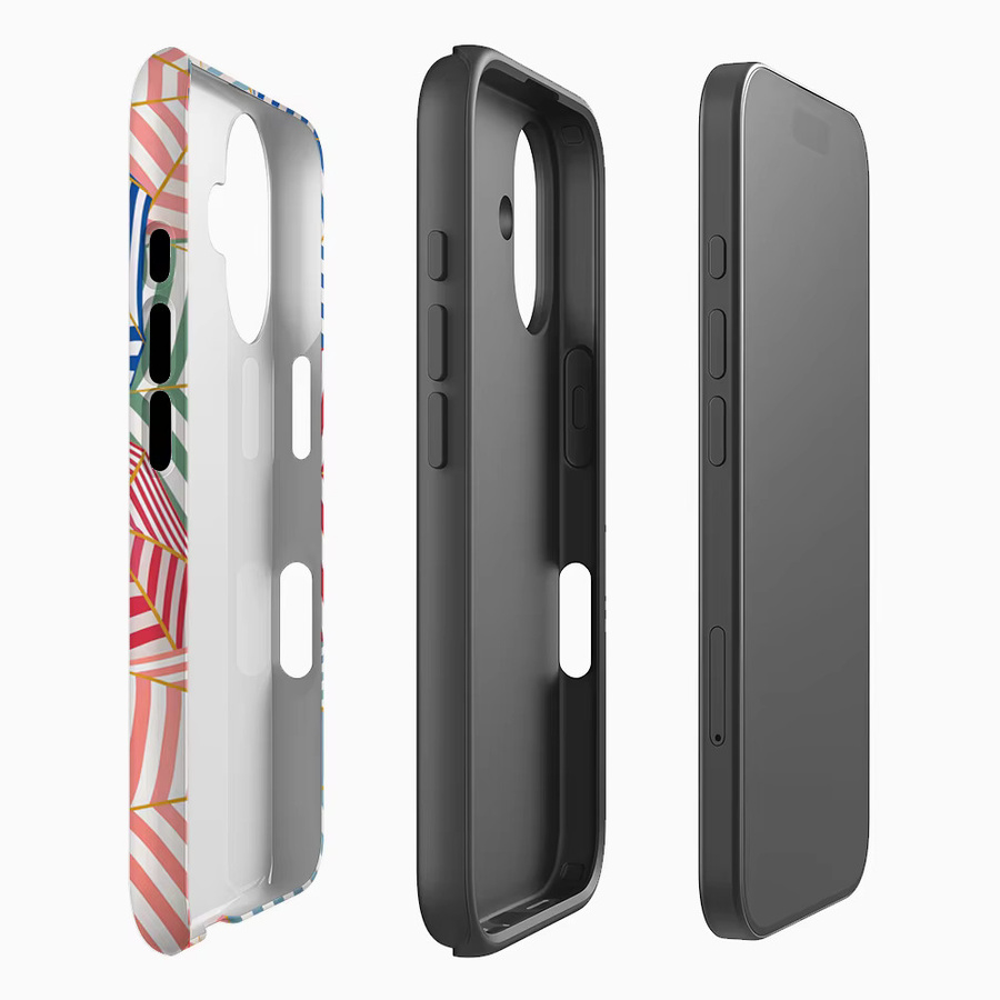 Bunte gestreifte Handyhülle mit Regenschirm-Design für Apple iPhone 17 16 15 14 13 12 Pro Max Plus mit doppelschichtiger Rückseite in Multicolour - Bild 2