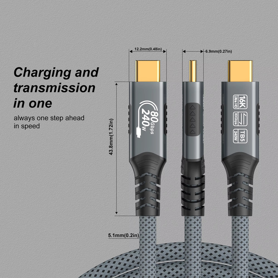 FDBOY Thunderbolt 5 Kabel USB-C auf USB 4.0 mit 80 Gbit/s Ultra High Speed für MacBook Pro und iPad Pro - Bild 2