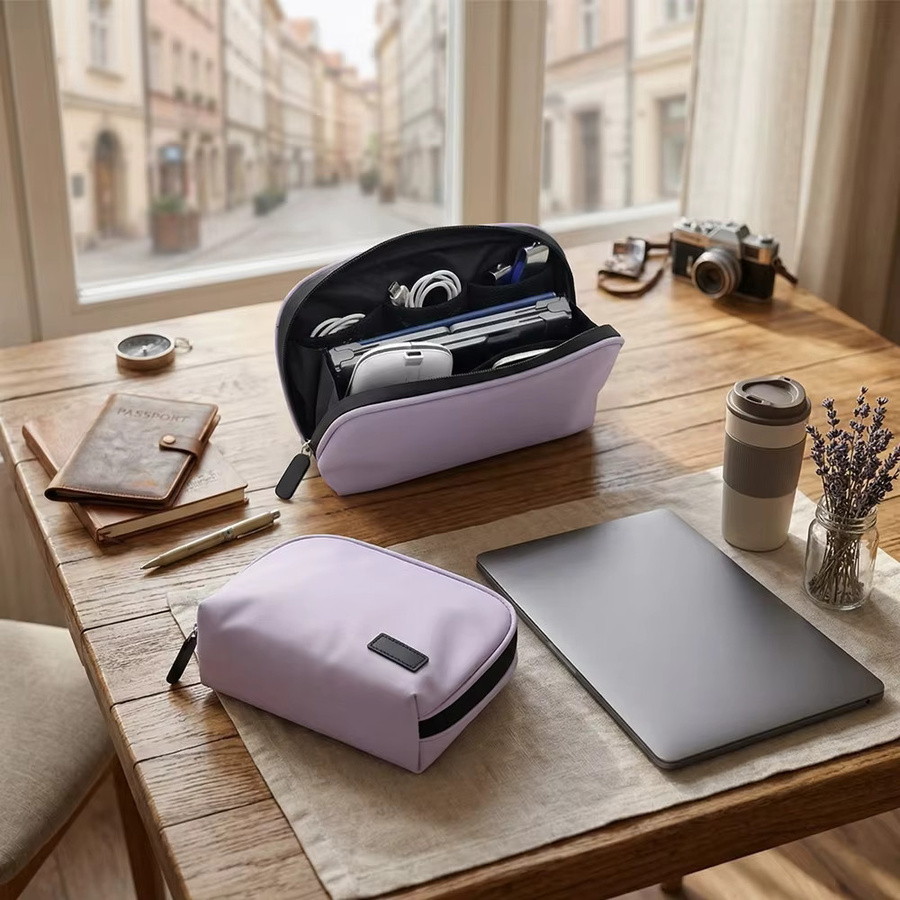 ValueWin Tech-Organizer-Tasche in Lila mit Netzfächern für Kabel, Ladegeräte und Zubehör - Bild 4