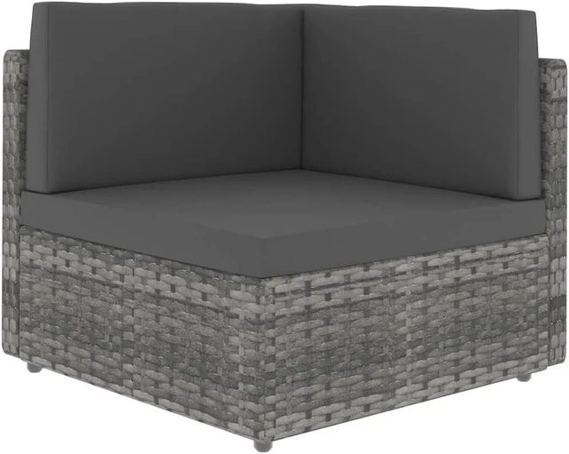 vidaXL Modulares L-Shape Sofa-Eckteil aus Poly Rattan in Grau mit Stoffpolsterung und Metallrahmen - Bild 1