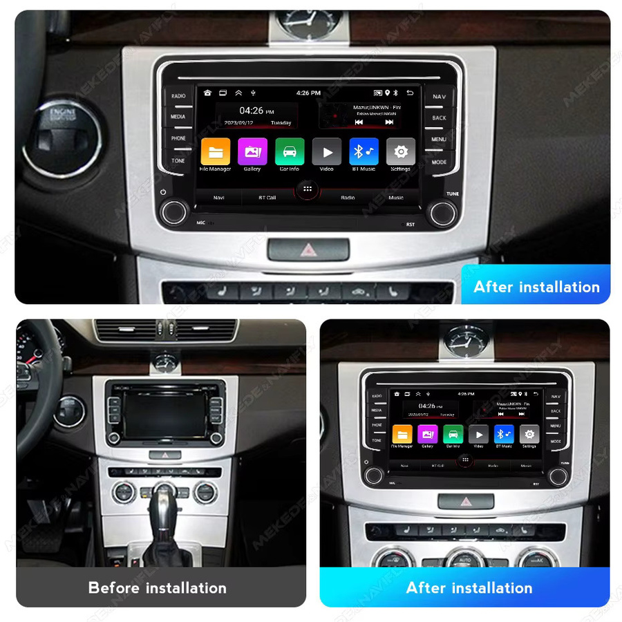 MEKEDE Android 15 Autoradio mit IPS-Bildschirm und GPS für Volkswagen Skoda Octavia Golf 5 6 Touran Passat B6 Polo Jetta in Schwarz mit Carplay Multimedia-Einheit - Bild 2