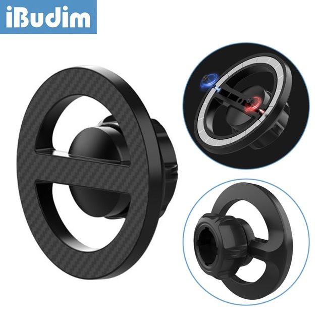 iBudim Magnetischer Ring-Handyhalter für MagSafe iPhone Xiaomi in Schwarz mit 17mm Kugelhalterbasis - Bild 1