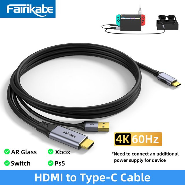Fairikabe HDMI auf USB-C Adapterkabel für Xreal Air und Nreal Air, 4K60Hz, 2 m Länge - Bild 1