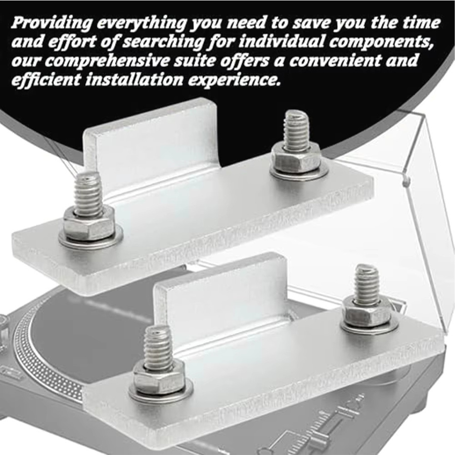 Technics Metall-Drehteller-Staubschutz-Scharnier-Set in Silber für SL D2 SL Q2 SL 3200 inklusive Befestigungsschrauben, Unterlegscheiben und Muttern - Bild 4