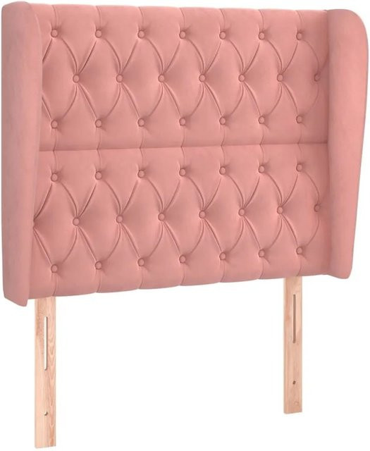 vidaXL Kopfteil mit Ohren in Rosa aus Samt, B/T/H: 93 x 23 x 118/128 cm - Bild 1