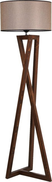 Opviq Stehlampe aus Holz und Stoff in Braun mit E27 Fassung, B/T/H: 45 x 45 x 149 cm - Bild 1