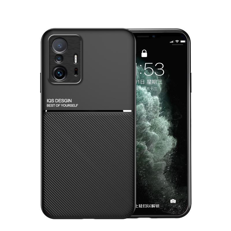 Xiaomi 11T Pro Handyhülle mit magnetischer Halterplatte aus Silikon und PU-Leder in Schwarz - Bild 4