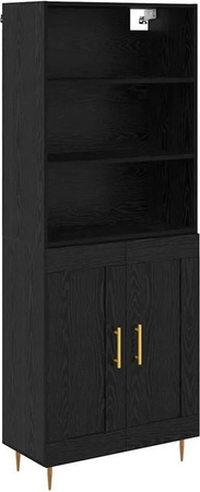 vidaXL Highboard Set 2 Stück Wandmontiert in Schwarz und Eichen-Optik aus Holzwerkstoff